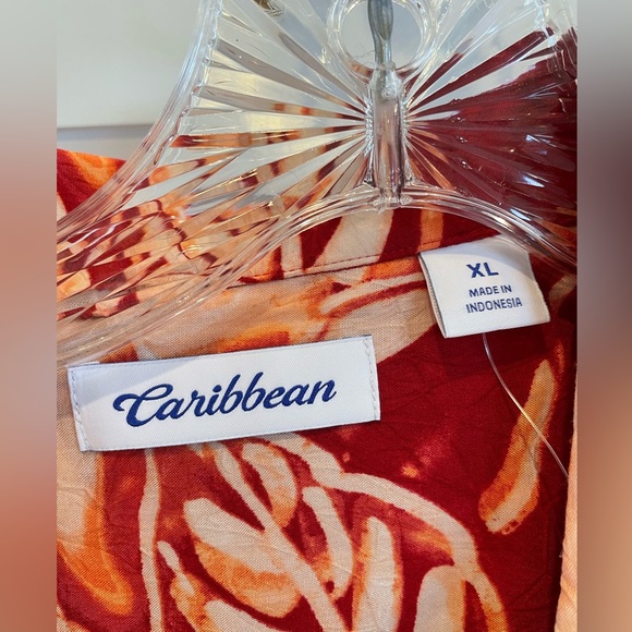 Caribbean Paradise Collection Printed True Red Short Sleeve Shirt NWOT - Picture 3 of 3